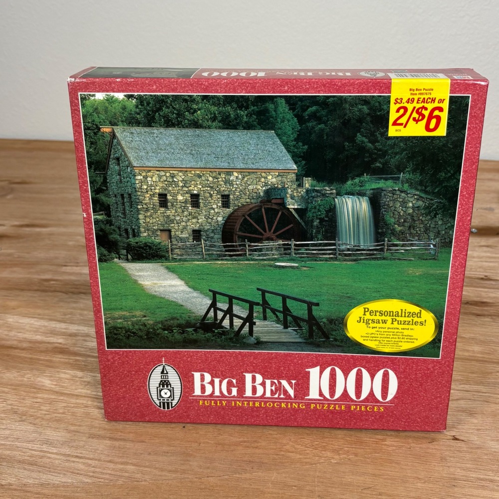 Big Ben 1000 Piece Jigsaw Puzzle Gristmill Sudbury MA Milton Bradley 49022-09794